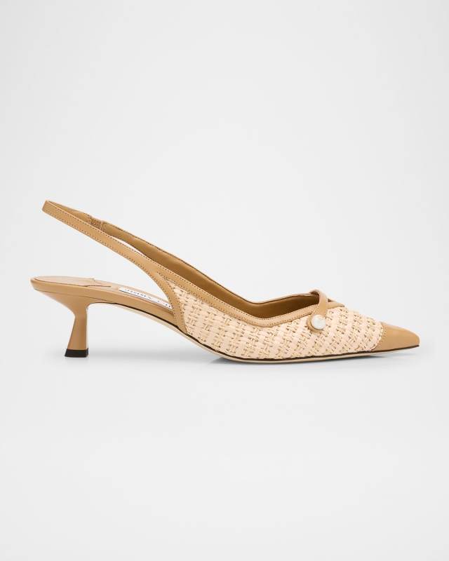 Amita 45 Raffia Slingback Pumps